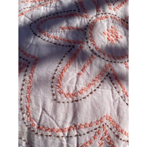 Vintage 1970s Cross Stitch Flower Quilt Cotton 75x100 - Picture 11 of 16